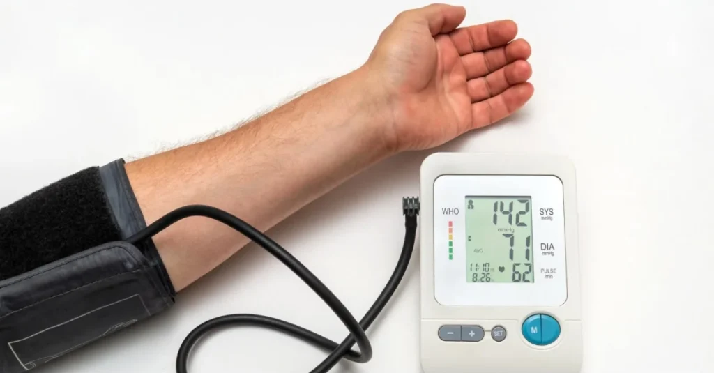 Man checking his blood pressure due to poor blood circulation