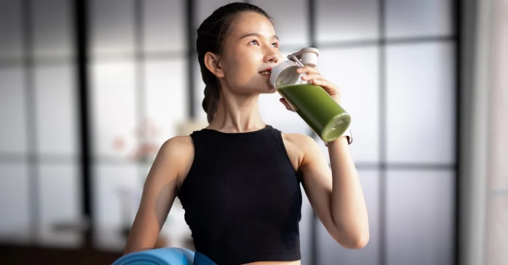 Woman drinking a healthy smoothie